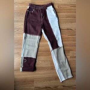 Unique Color Block Patchwork Jeans | Statement Denim